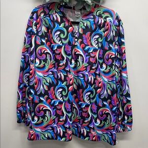 New Vintage JoRo Fashions 90’s Boho Vibrant Retro Patterned Long Sleeve Blouse L